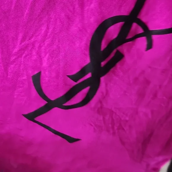 YSL Vintage Silk Scarf Pink Black Made In France - Picture 7 of 8